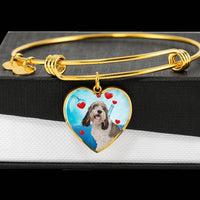 Petit Basset Griffon Vendeen Print Luxury Heart Charm Bangle-Free Shipping - Deruj.com