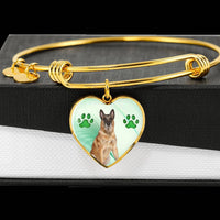Belgian Malinois Print Luxury Heart Charm Bangle -Free Shipping - Deruj.com