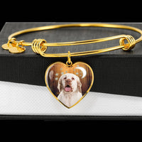 Clumber Spaniel Print Luxury Heart Charm Bangle-Free Shipping - Deruj.com