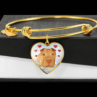 Shar Pei Print Luxury Heart Charm Bangle-Free Shipping - Deruj.com