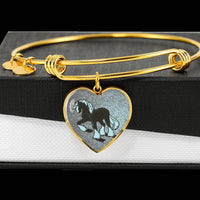 Clydesdale Horse Print Heart Pendant Luxury Bangle-Free Shipping - Deruj.com