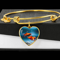 Fantail Fish Print Heart Pendant Luxury Bangle-Free Shipping - Deruj.com