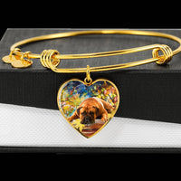 Bullmastiff Print Luxury Heart Charm Bangle-Free Shipping - Deruj.com