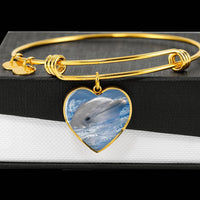 Cute Dolphin Print Heart Pendant Luxury Bangle-Free Shipping - Deruj.com