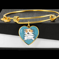 Pembroke Welsh Corgi Dog Art Print Heart Pendant Bangle-Free Shipping - Deruj.com