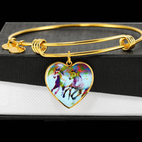 American Quarter Horse Print Heart Pendant Luxury Bangle-Free Shipping - Deruj.com