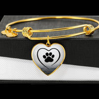 Paw Print Luxury Heart Charm Bangle-Free Shipping - Deruj.com