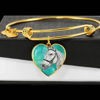 Andalusian Horse Watercolor Art Print Heart Pendant Bangle-Free Shipping - Deruj.com