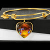 Gouldian Finch (Rainbow Finch) Print Heart Pendant Bangle-Free Shipping - Deruj.com