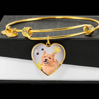 Cute Norwich Terrier Print Luxury Heart Charm Bangle-Free Shipping - Deruj.com