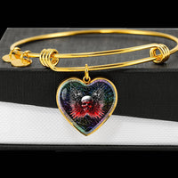 Gun And Skull Print Heart Pendant Bangle-Free Shipping - Deruj.com