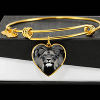 Lion Grey Art Print Heart Pendant Bangle-Free Shipping - Deruj.com