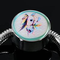 Horse Painting Print Circle Charm Steel Bracelet-Free Shipping - Deruj.com