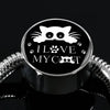 I Love My Cat Black Print Circle Charm Steel Bracelet - Deruj.com