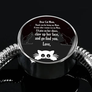 Cute Cat Print Circle Charm Steel Bracelet-Free Shipping - Deruj.com