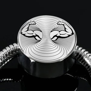 Biceps Bodybuilder Lovers Print Circle Charm Steel Bracelet-Free Shipping - Deruj.com