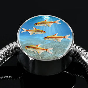 Glowlight Tetra Fish Print Circle Charm Steel Bracelet-Free Shipping - Deruj.com