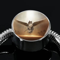 Norwegian Forest Cat Print Circle Charm Steel Bracelet-Free Shipping - Deruj.com
