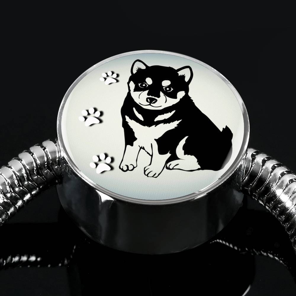 Shiba Inu Dog Print Circle Charm Steel Bracelet-Free Shipping - Deruj.com