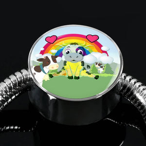Cute Cow Print Circle Charm Steel Bracelet-Free Shipping - Deruj.com