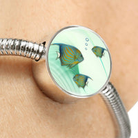 Angelfish Print Circle Charm Steel Bracelet-Free Shipping - Deruj.com