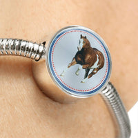 American Paint Horse Print Circle Charm Steel Bracelet-Free Shipping - Deruj.com