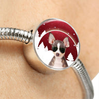 Chihuahua Print Circle Charm Steel Bracelet-Free Shipping - Deruj.com