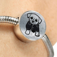 Cute Dog Art Print Circle Charm Steel Bracelet-Free Shipping - Deruj.com