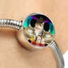Siberian Cat Print Circle Charm Steel Bracelet-Free Shipping - Deruj.com