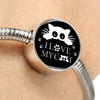 " I Love My Cat" Black Print Circle Charm Steel Bracelet-Free Shipping - Deruj.com