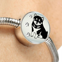 Shiba Inu Dog Print Circle Charm Steel Bracelet-Free Shipping - Deruj.com