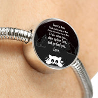 Cute Cat Print Circle Charm Steel Bracelet-Free Shipping - Deruj.com