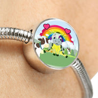Cute Cow Print Circle Charm Steel Bracelet-Free Shipping - Deruj.com