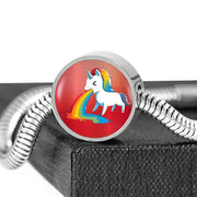 Unicorn Rainbow Print Circle Charm Steel Bracelet-Free Shipping - Deruj.com