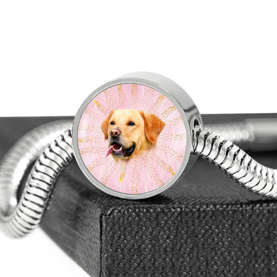 Labrador Retriever Dog Print Circle Charm Steel Bracelet-Free Shipping - Deruj.com