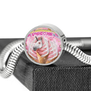 Creamy Unicorn Print Circle Charm Steel Bracelet-Free Shipping - Deruj.com