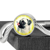 Cute Pug Dog Print Circle Charm Steel Bracelet-Free Shipping - Deruj.com