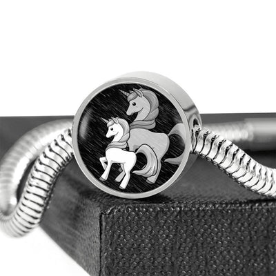 Cute Unicorn Print Circle Charm Steel Bracelet-Free Shipping - Deruj.com