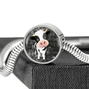 Cow Print Circle Charm Steel Bracelet-Free Shipping - Deruj.com