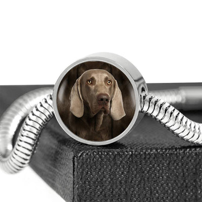 Weimaraner Dog Print Circle Charm Steel Bracelet-Free Shipping - Deruj.com