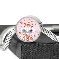 Maltese Dog Print Circle Charm Steel Bracelet-Free Shipping - Deruj.com