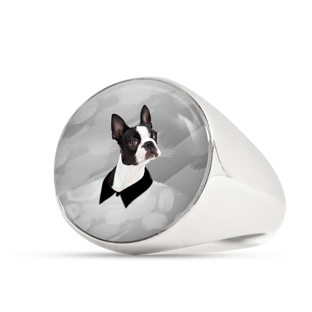 Boston Terrier Print Signet Ring-Free Shipping - Deruj.com
