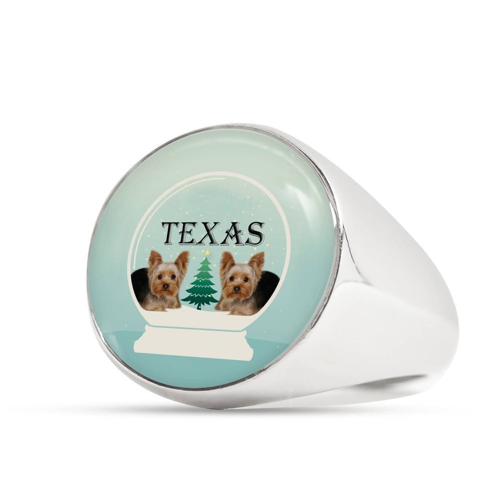 Yorkshire Terrier (Yorkie) Texas Print Signet Ring-Free Shipping - Deruj.com