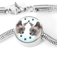 Tonkinese Cat Print Circle Charm Steel Bracelet-Free Shipping - Deruj.com