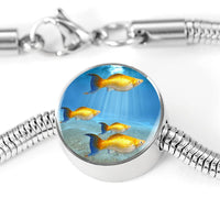 Common Molly Fish Print Circle Charm Steel Bracelet-Free Shipping - Deruj.com