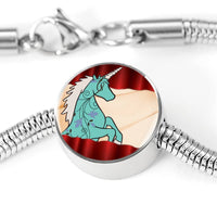 Unicorn Print Circle Charm Steel Bracelet-Free Shipping - Deruj.com