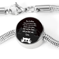 Cute Cat Print Circle Charm Steel Bracelet-Free Shipping - Deruj.com