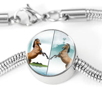 Lusitano Horse Print Circle Charm Steel Bracelet-Free Shipping - Deruj.com