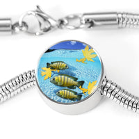 Afra Cichlid Fish Print Luxury Circle Charm Bracelet-Free Shipping - Deruj.com