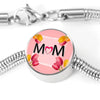 "MOM" Print Circle Charm Steel Bracelet-Free Shipping - Deruj.com